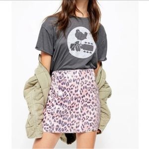 Free People Pink Leopard Print Skirt